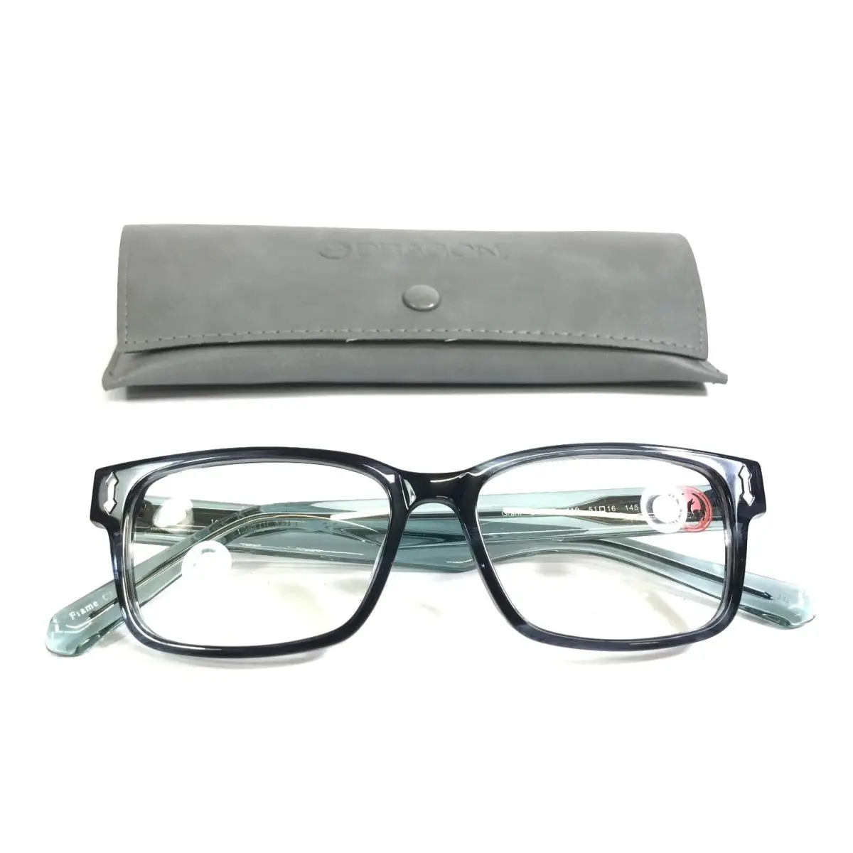 Dragon Eyeglasses Frames Grant DR150 419 Blue Horn Rectangle Full Rim 51-16-145