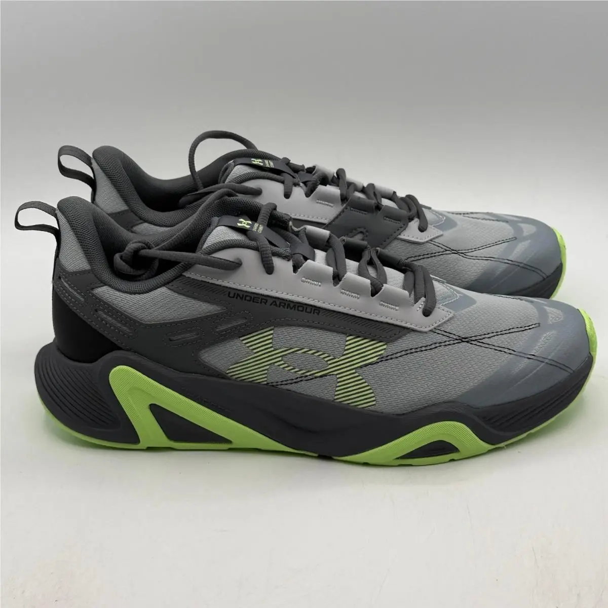 Under Armour Charged Commit TR 5 Men 13 Grey Lime Training Shoes 6007140-011