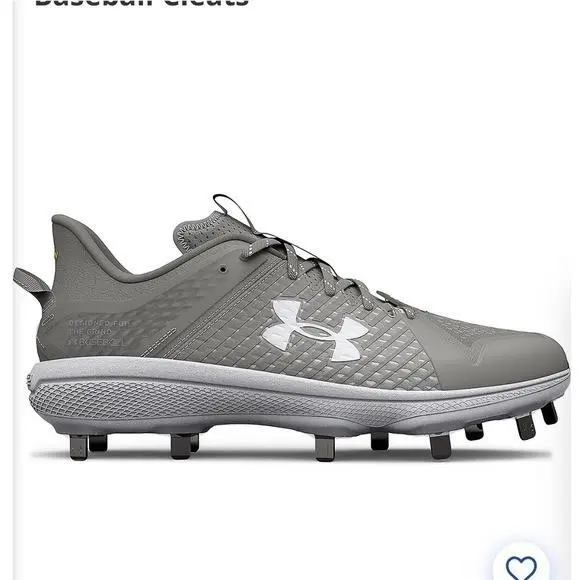 Under Armour Yard MT Low Baseball Cleats Mens 14 Grey White Metal 3025592-101