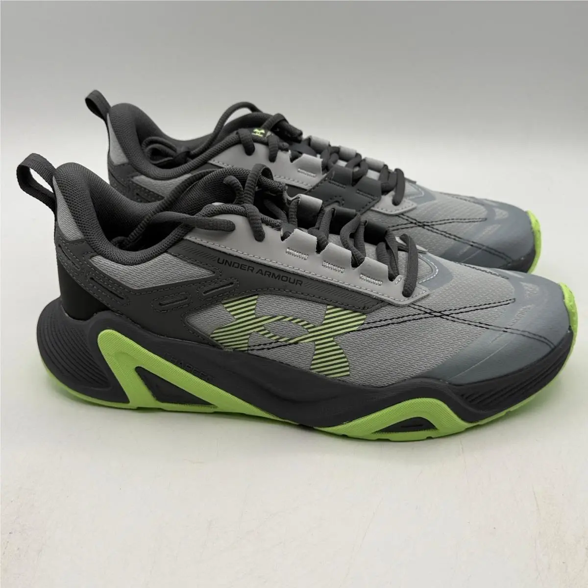 Under Armour Charged Commit TR 5 Men Size 8 Gray Lime Training 6007140-011