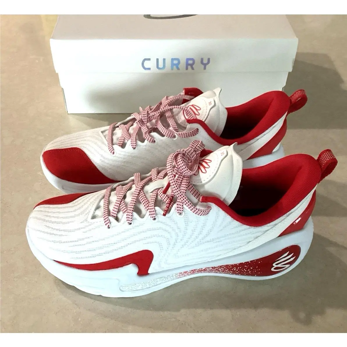 Under Armour Steph Curry 12 Team Men`s Size 9 White/red Basketball Shoes