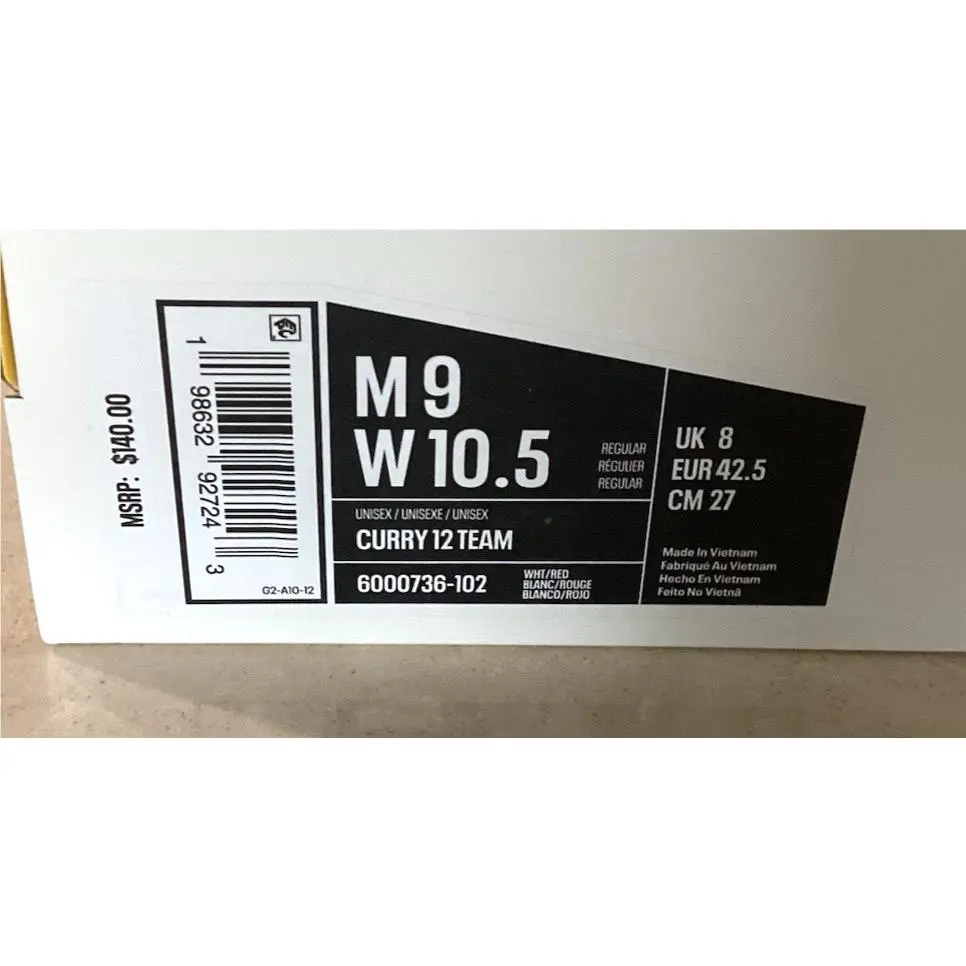 Under Armour shoes - Curry 12 Team - Curry Team - 6000736-102 - White (UPC: 198632927243) 7