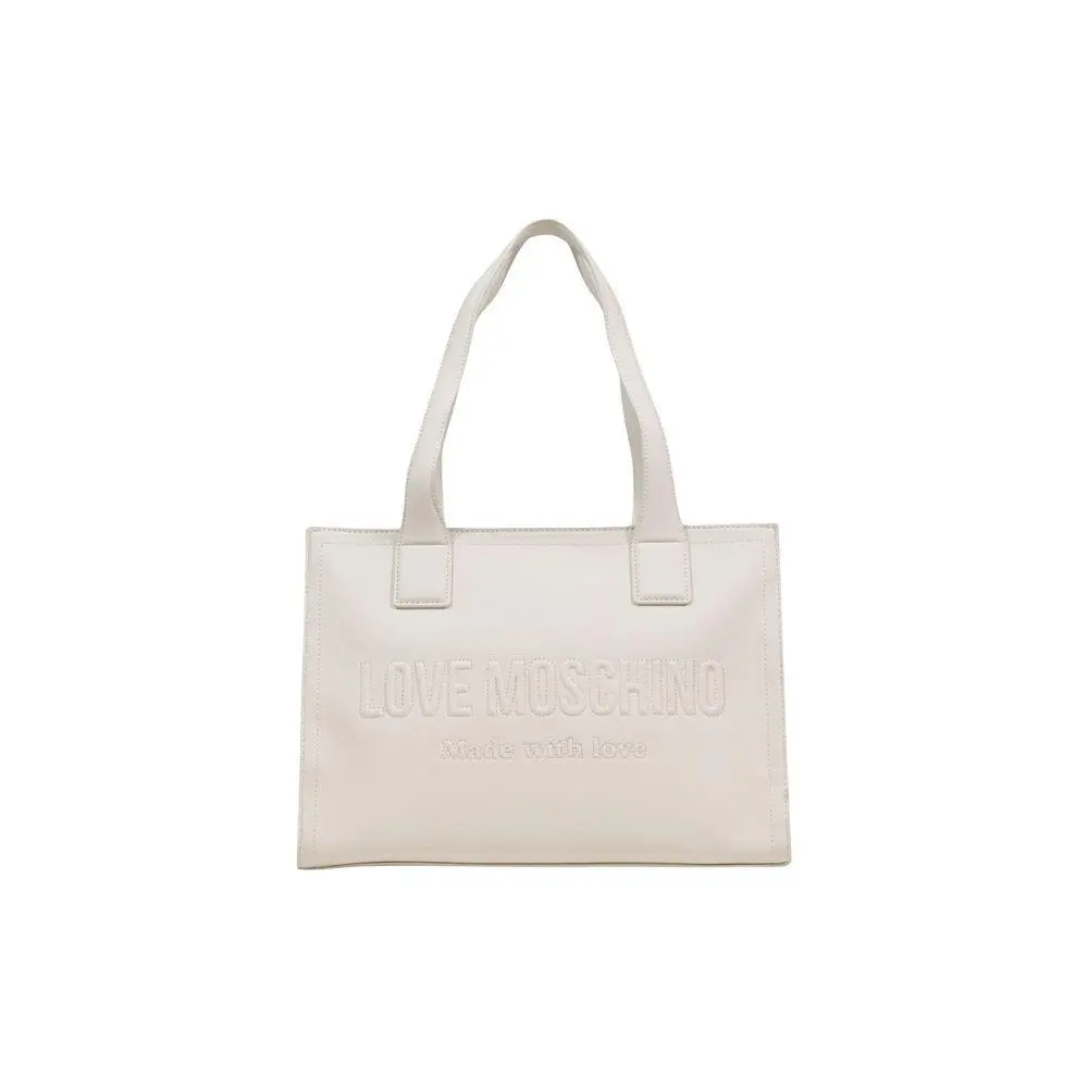 Love Moschino Beige Polyethylene Handbag - Ivory