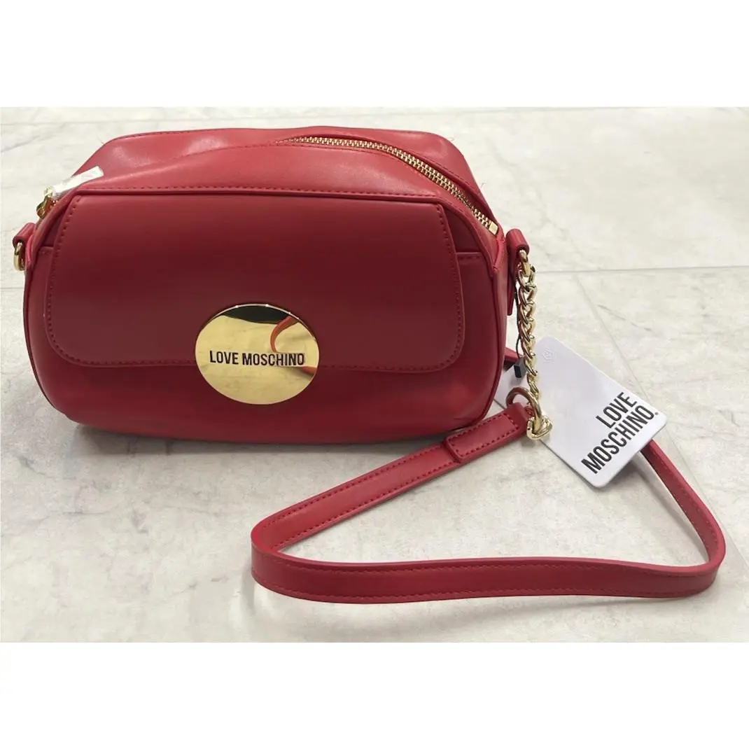 Love Moschino Logo Plaque Crossbody Bag In Red