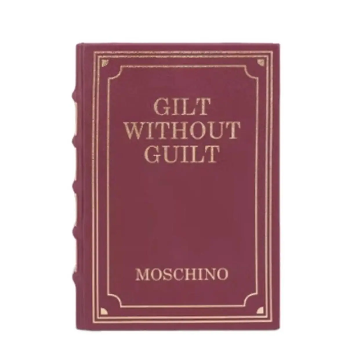 AW22  Couture Jeremy Scott Book Shaped Gilt W/o Guilt Leather Clutch by Moschino