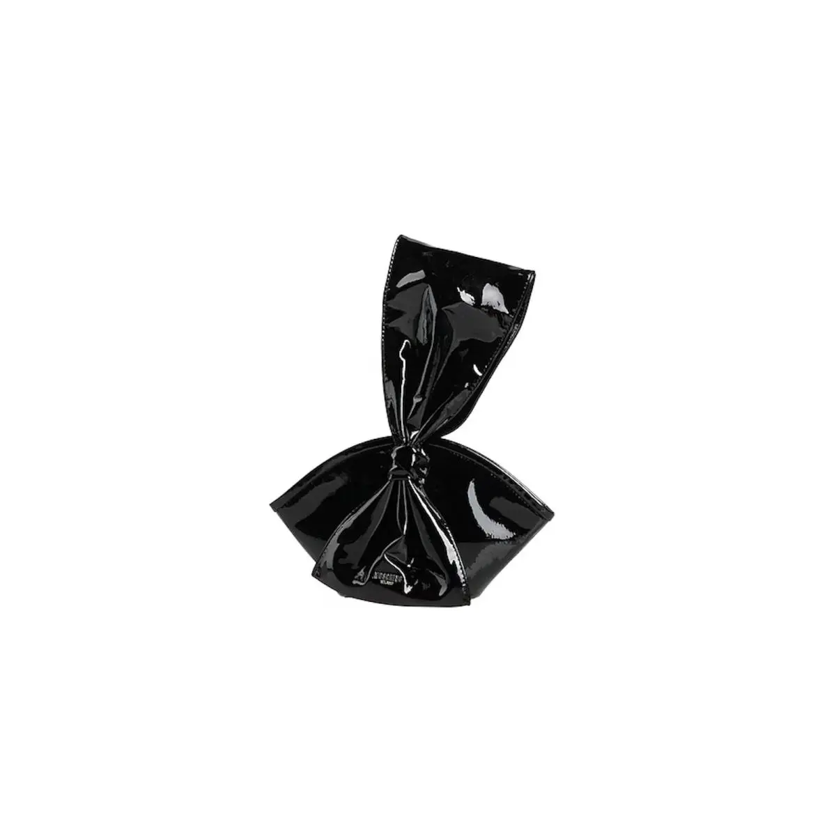 SS23 Moschino Couture Jeremy Scott Black Patent Leather Ribbon Handbag