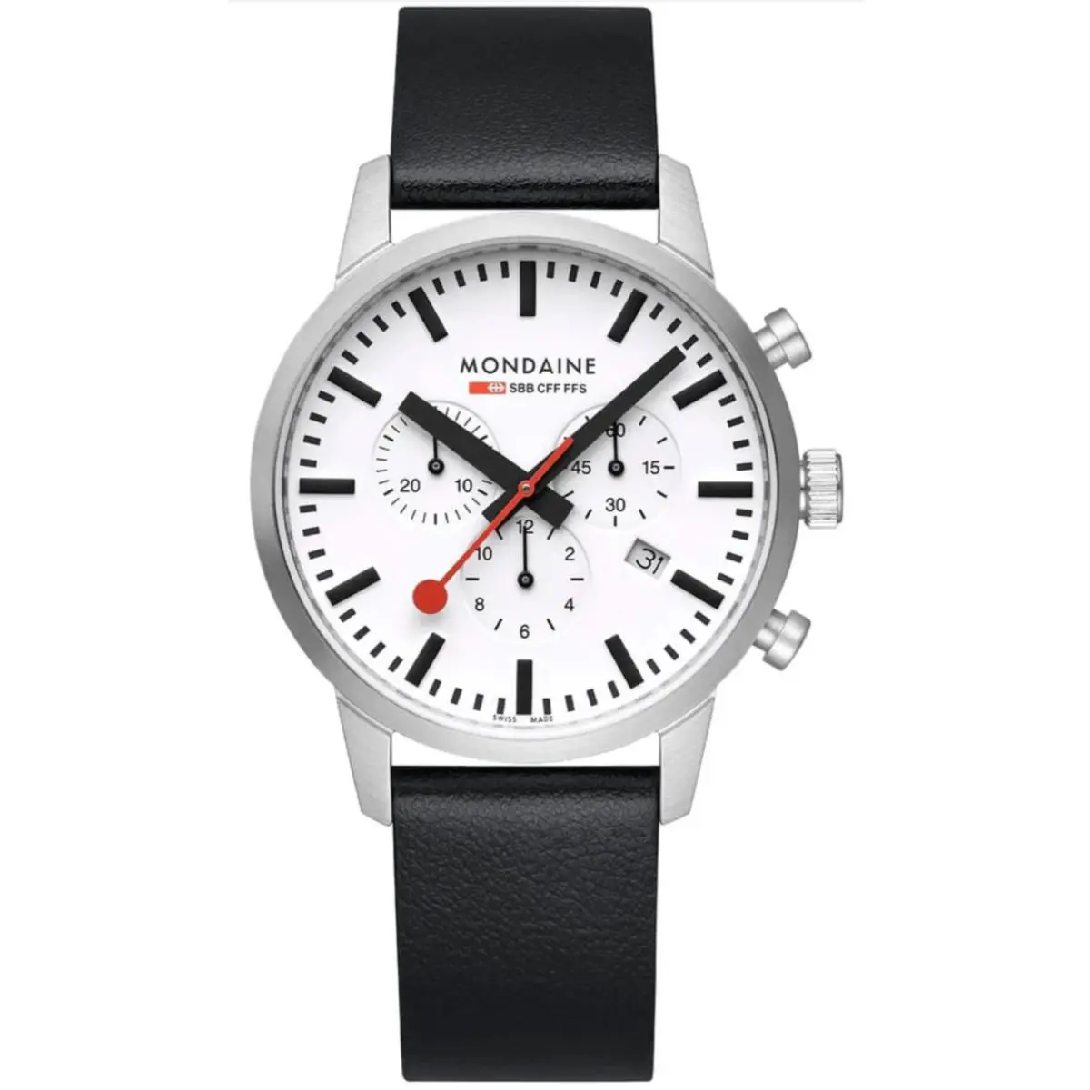 Neo Chronograph MSD.41411.LBV Swiss Made 41mm Sapphire Watch Black Band by Mondaine