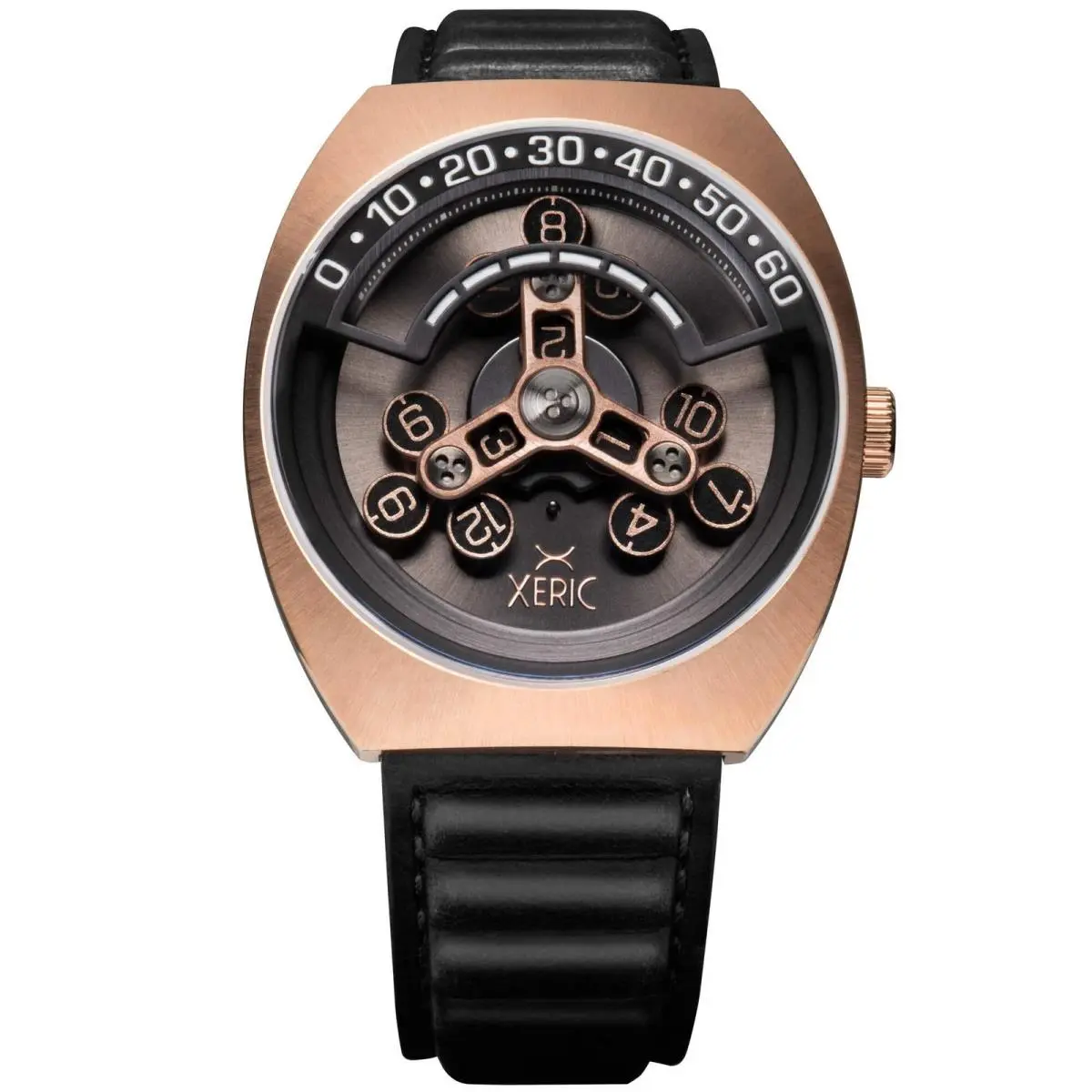 Scrambler Automatic Wandering Hour Rose Gold Gunmetal Watch by Xeric