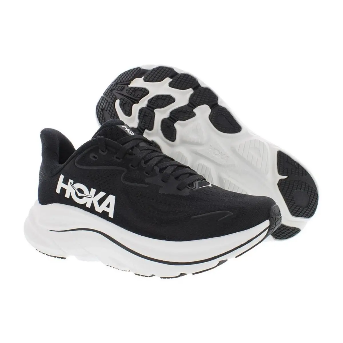 Hoka Women`s Clifton 10 Comfortable Running Shoes Black/white Regular Sizes