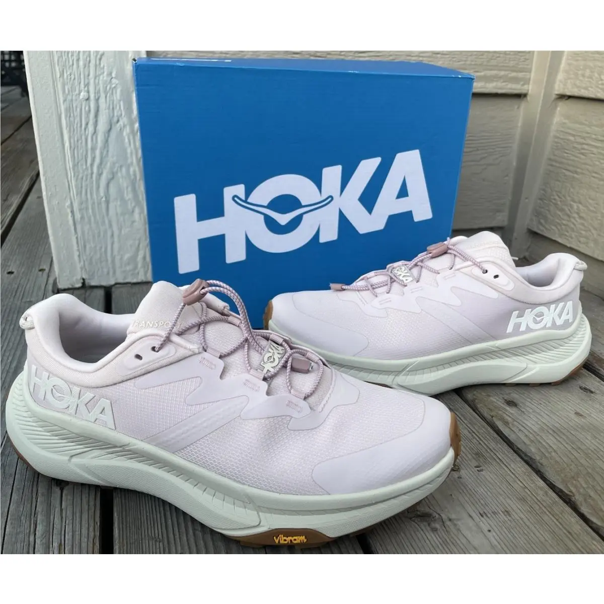 Hoka One One Transport Women`s 10B Athletic Shoes Cosmic Pearl/oat Milk