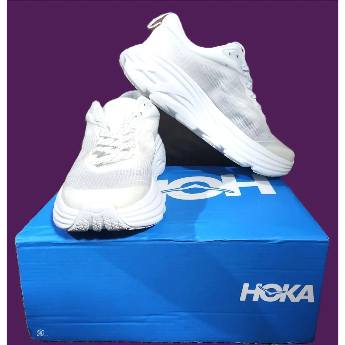 Hoka One One Bondi 8 Running Training Lace-up Sneakers White Mesh Women Size 7B
