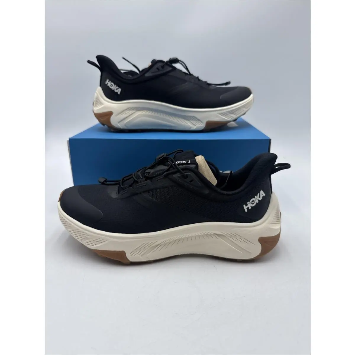 Hoka Transport 2 Women`s Size 8.5 B All Black Mesh Toggle Lace Running Shoes
