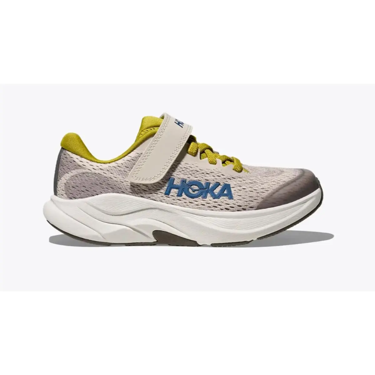 Hoka Kids` Rincon 4 Running Sneaker Size 2.5MD Grey Birch/cement Lace Strap