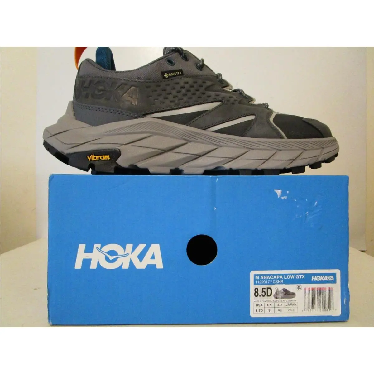 Hoka One One Anacapa Mens 1122017-CSHR Low Gore-tex Sneaker Gray Size 8.5D