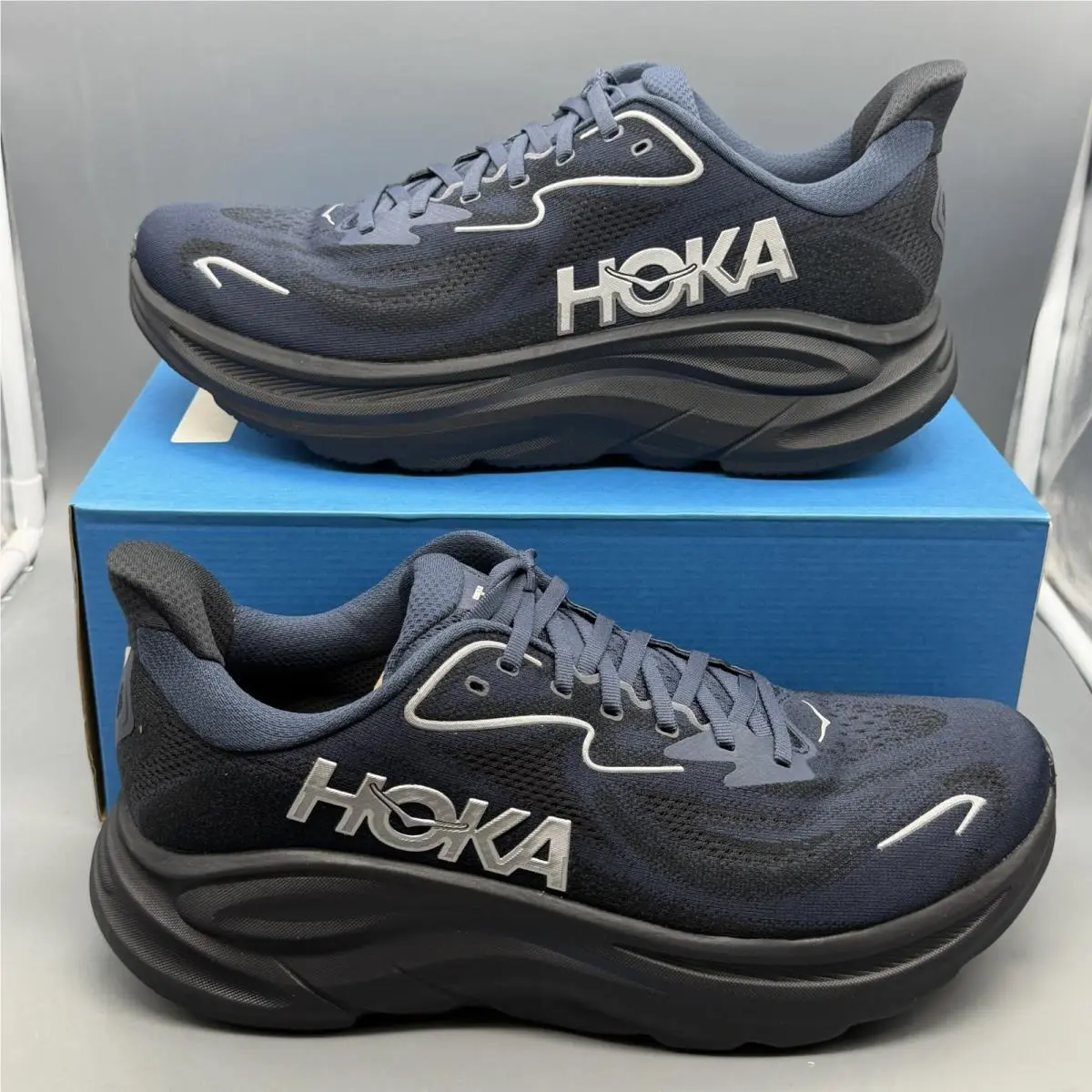 Hoka One One Clifton 10 Men’s 11.5 D Running Shoes Training Navy Black