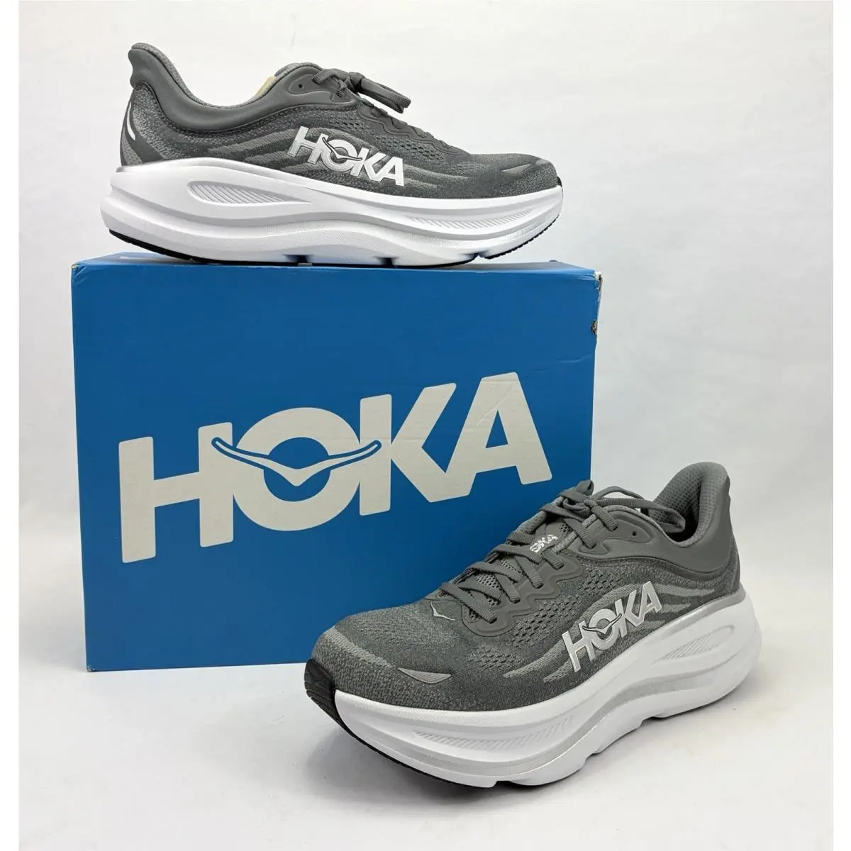 Hoka One One Bondi 9 Running Sneaker Shoes Asteroid Silver Men`s 10.5D
