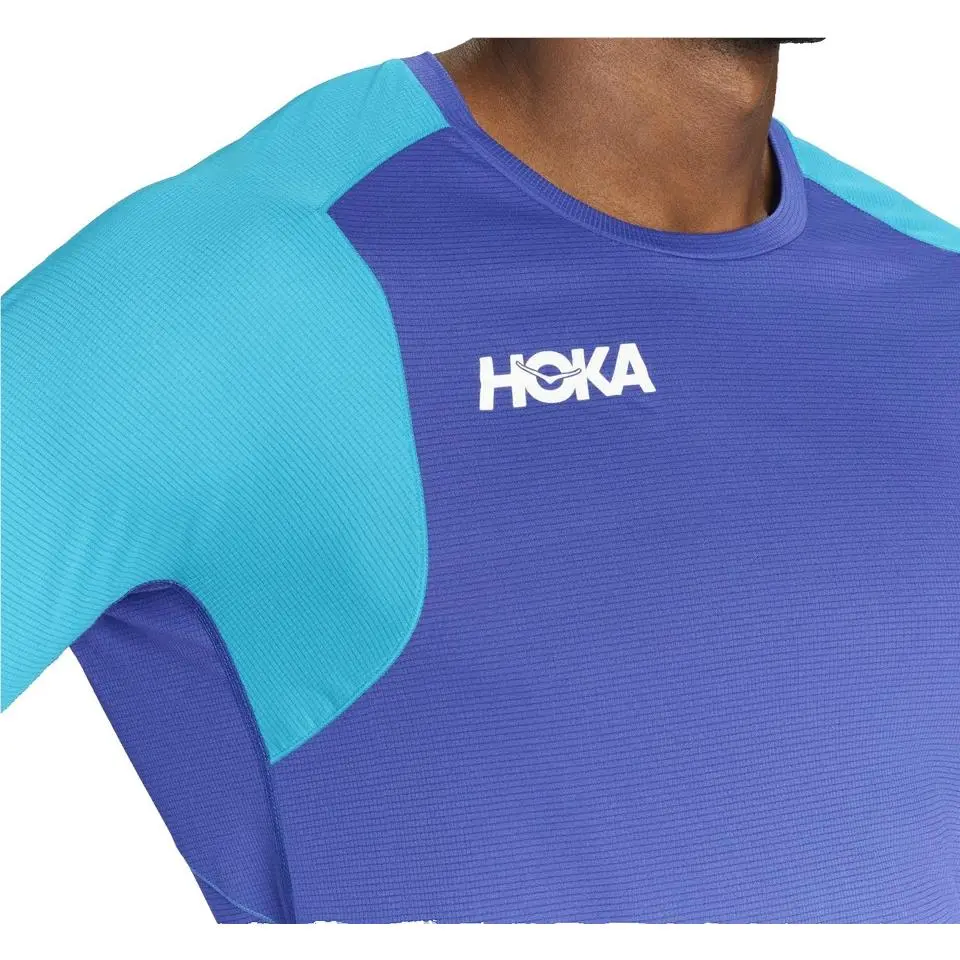 Hoka Men`s Glide 3/4 Sleeve Shirt - Size: Men M - Bluing