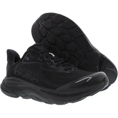 Hoka. Clifton 10 Big Kid Unisex Running Shoes- Black Black- Size 5.5 M