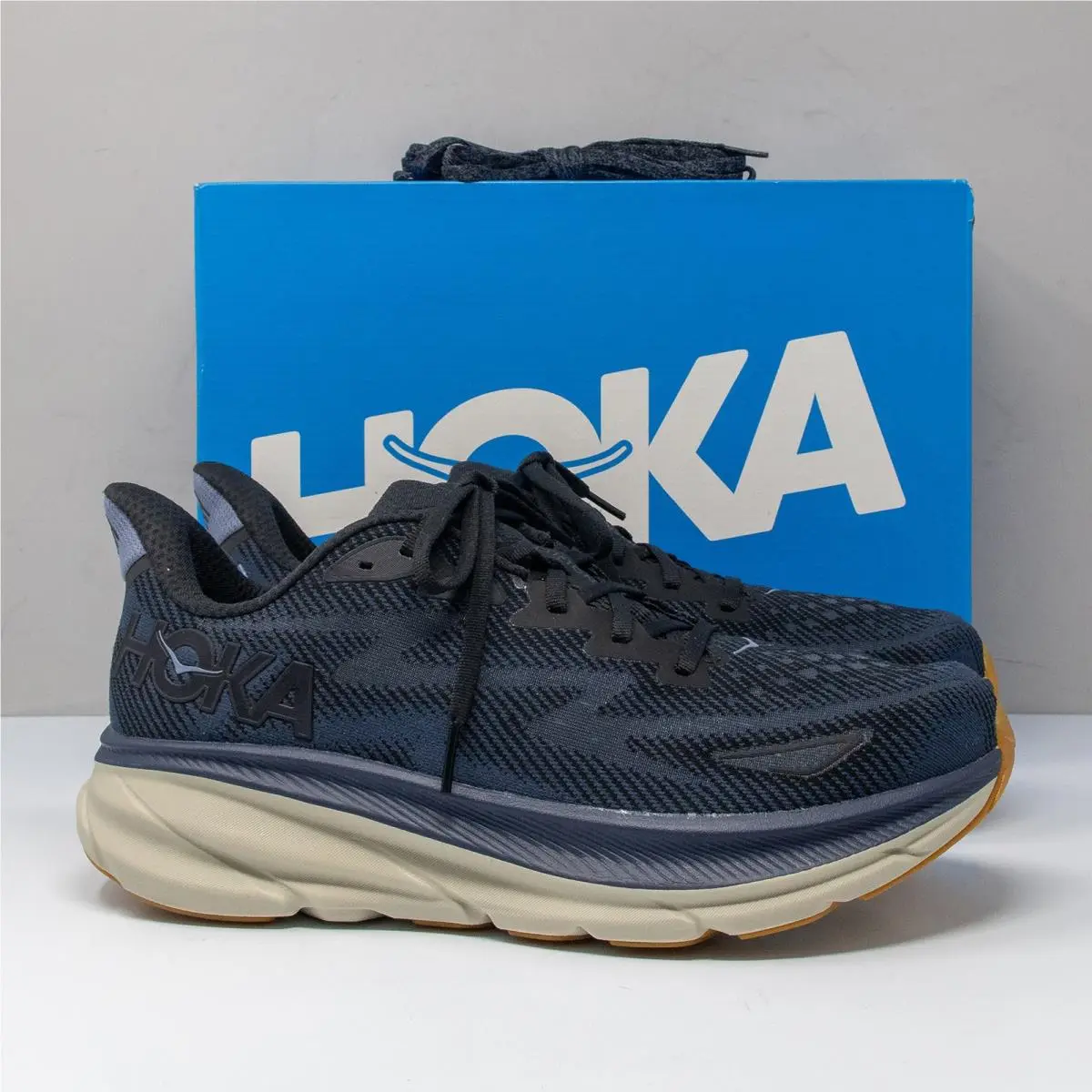 Hoka Clifton 9 Running Shoes Men`s 11 D Black/varsity Navy
