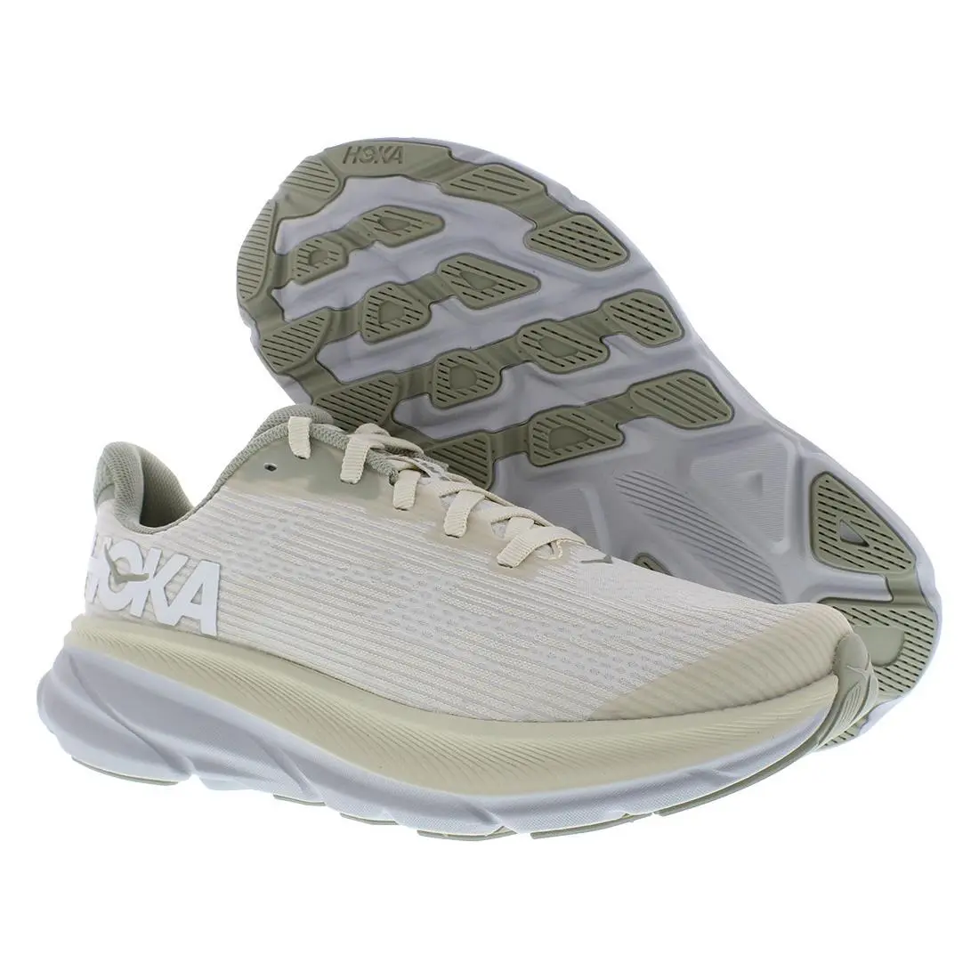 Hoka Clifton 9 GS Girls Shoes Size 7 Color: Oat Milk/barley