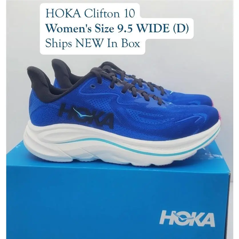 Hoka Womens Size 9.5 Wide D Clifton 10 Cushioned Running Shoes Blue