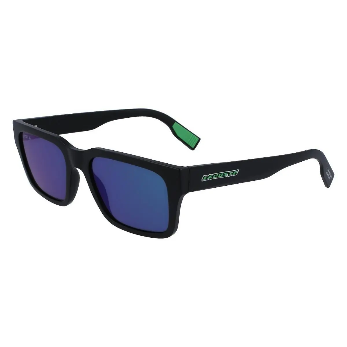 L6004S 002 55mm Matte Black /gray Green Lens Men`s Squared Sunglasses by Lacoste