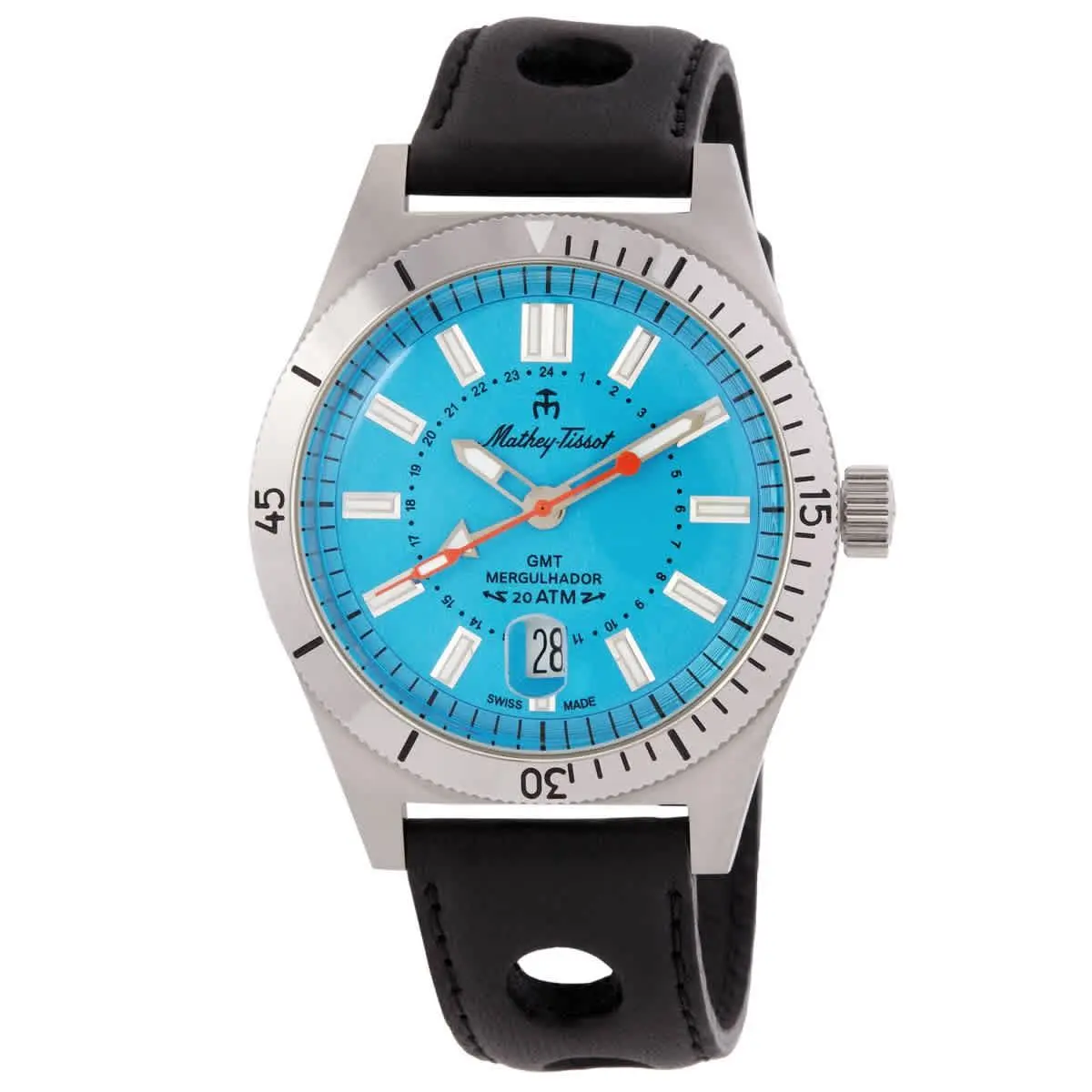 Mathey-tissot Mergulhador Gmt Quartz Blue Dial Men`s Watch Mrgsk