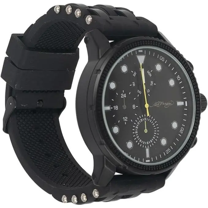 Men`s Black Silicone Strap Watch Analog Quartz Casual Wristwatch by Ed Hardy
