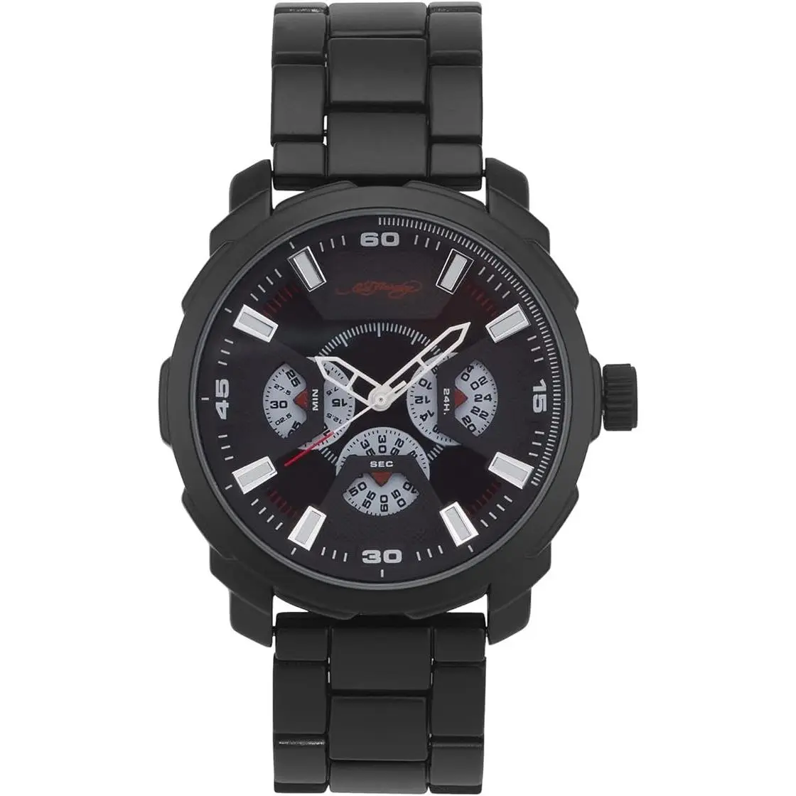 Men`s Black Bracelet Watch Black Dial Chronograph Style Quartz by Ed Hardy