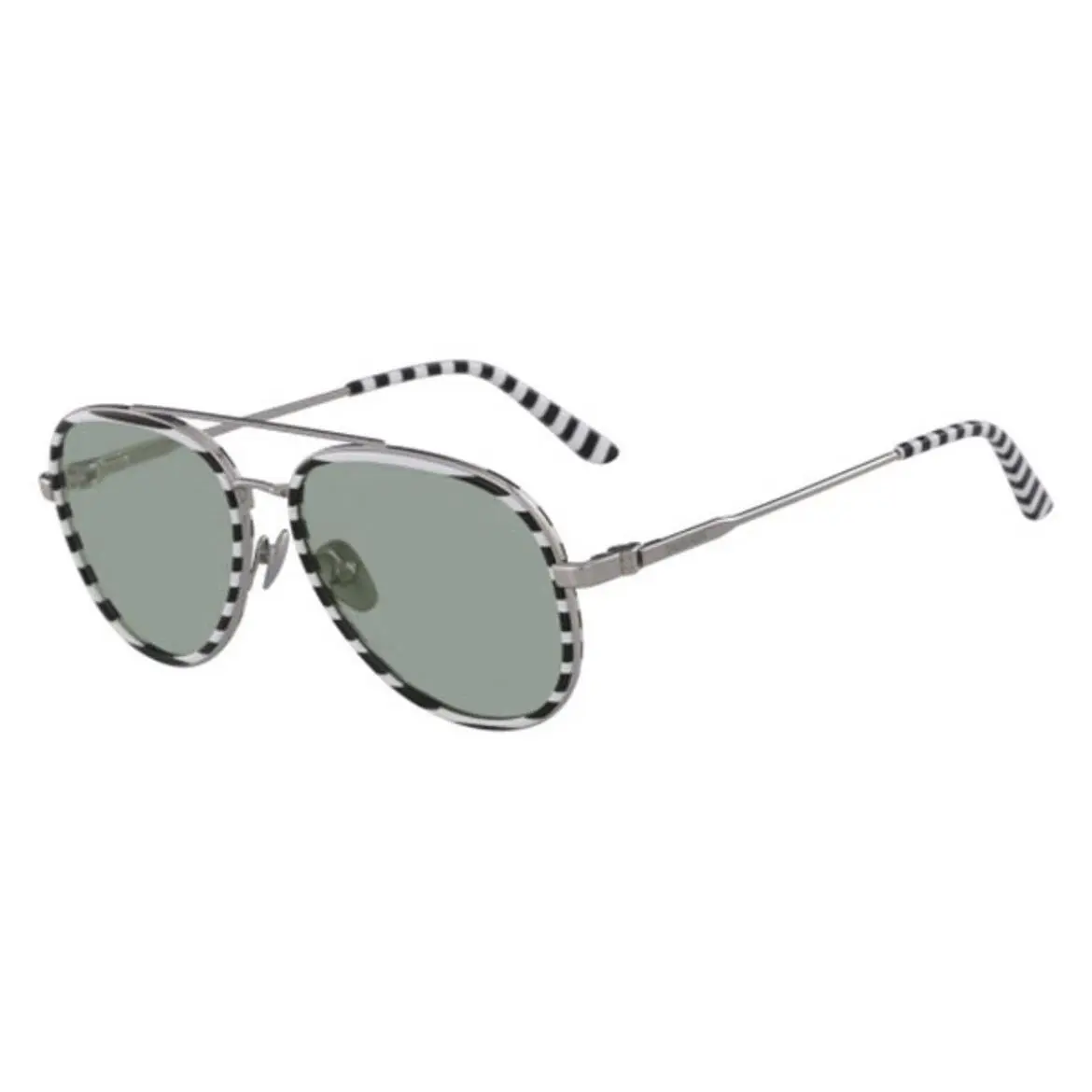 Calvin Klien CK18103s 199 White Striped w/ Dark Grey Lens Aviator Sunglass
