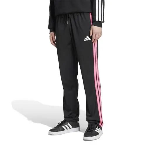 Adidas clothing - 3-stripes Tricot Opem Hem Track Pants - KQI79 - Black/Lucid Pink (UPC: 198326581409) 0