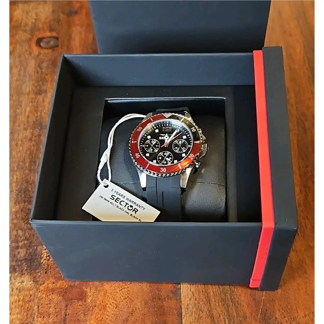 Men`s Watch Multifunction 230 Case 39 MM Watch Strap and Dial Black by Sector