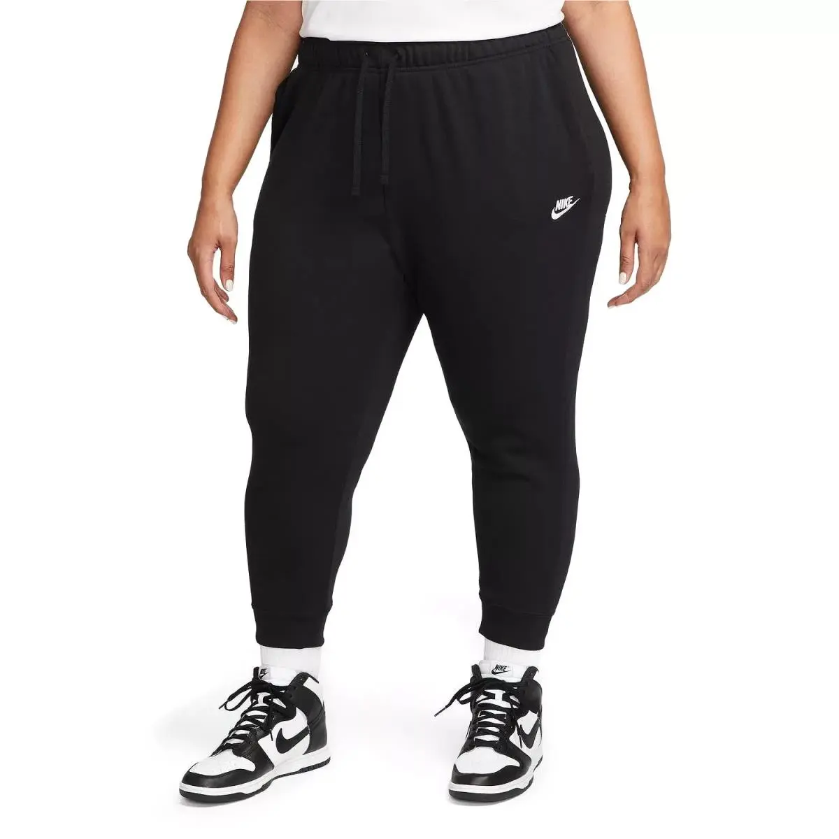 E9820 Women Sportswear Club Fleece Mid-rise Jogger Black/white Plus Sz 3X by Nike