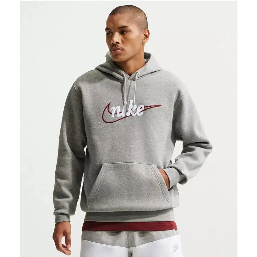 Nike Mens Large Sportswear Club Fleece Pullover Hoodie Pocket Chenille Logo