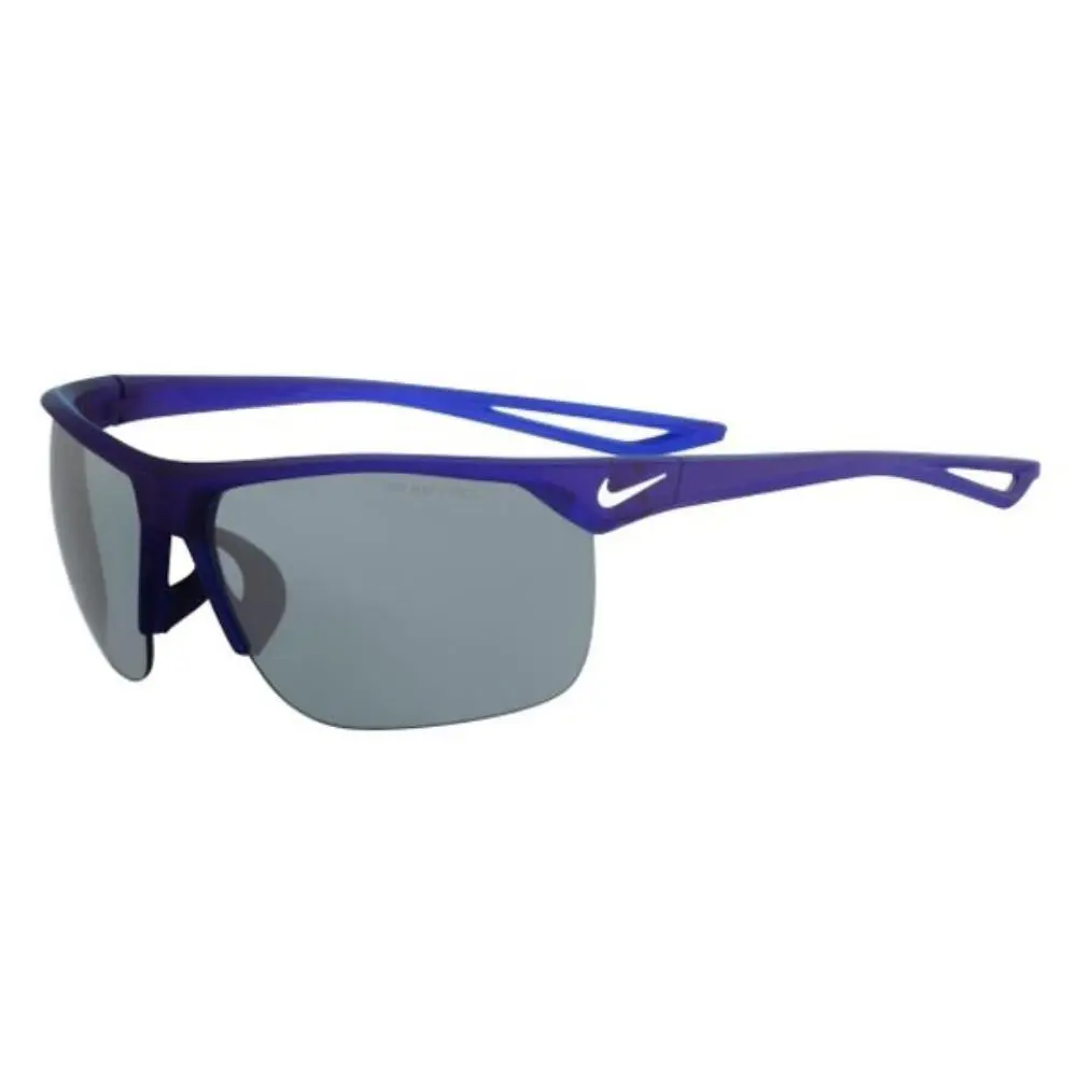 Nike Trainer 440 Matte Deep Royal Blue Sunglasses with Silver Flash Lenses - Matte Deep Royal Blue/White Frame, Frame: Blue, Lens: Silver