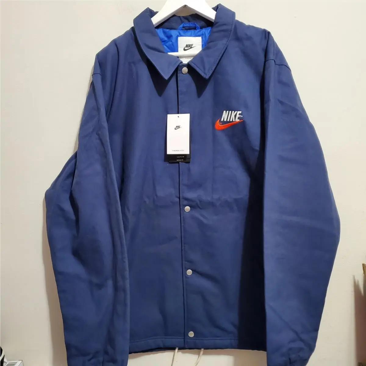 Mens Nike Sz 2XL-T Snap Front Therma Fit Jacket Dark Blue DM5275-410