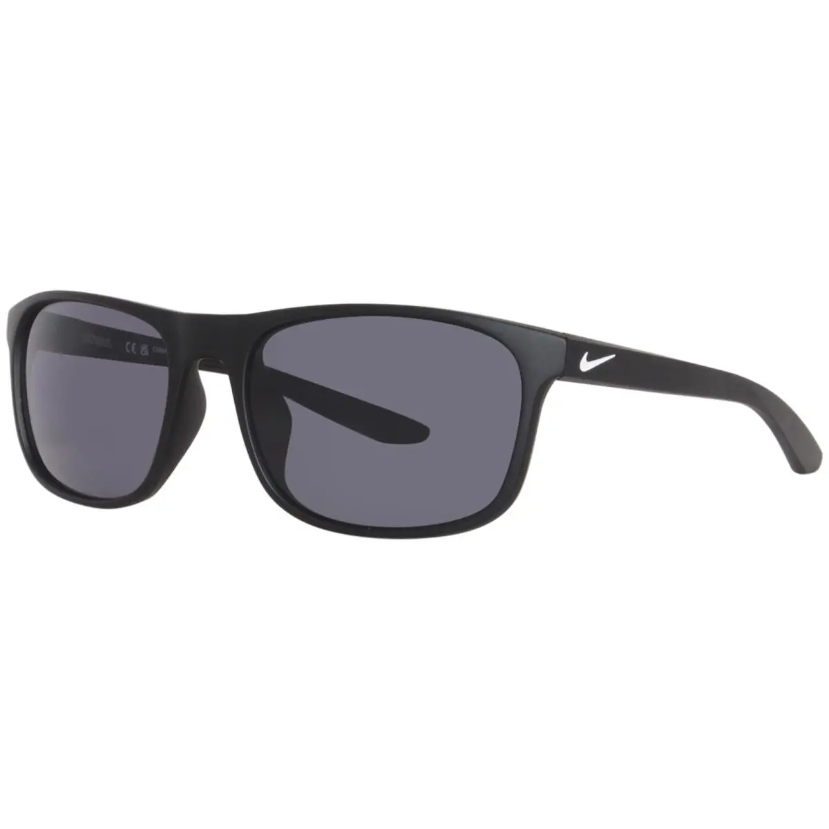 Nike Endure FJ2185 010 Sunglasses Matte Black/white/grey Rectangle Shape 59mm - Frame: Black, Lens: Gray