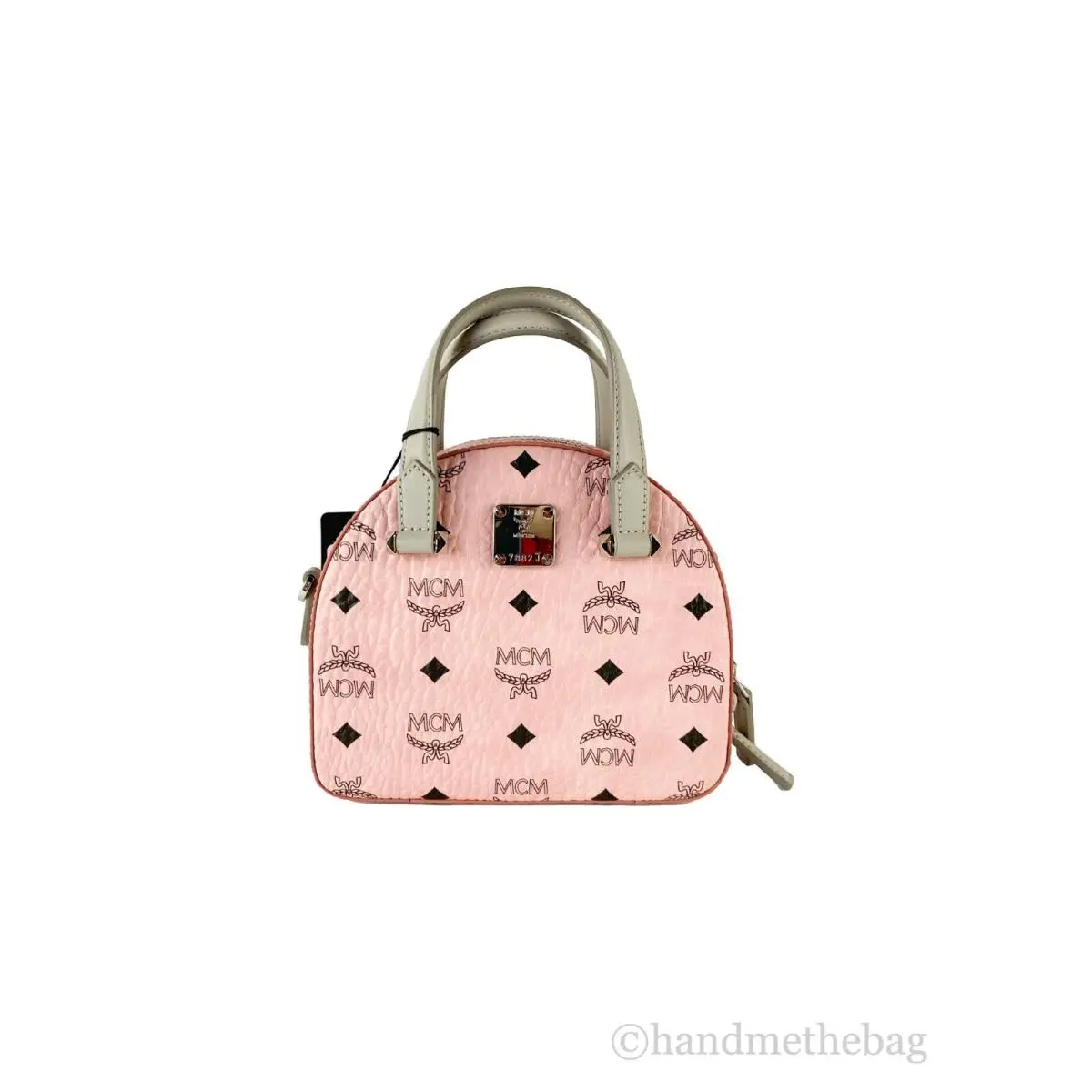 Mcm Signature Half Moon Top Handle Crossbody Bag