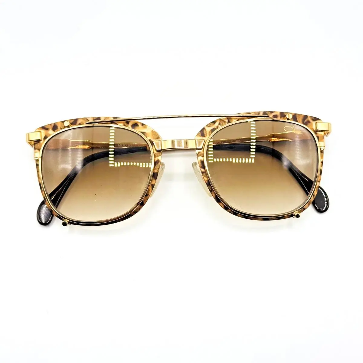 Sunglasses 9077 002 Gold Leopard Print Frame Brown Gradient Lens 50mm by Cazal