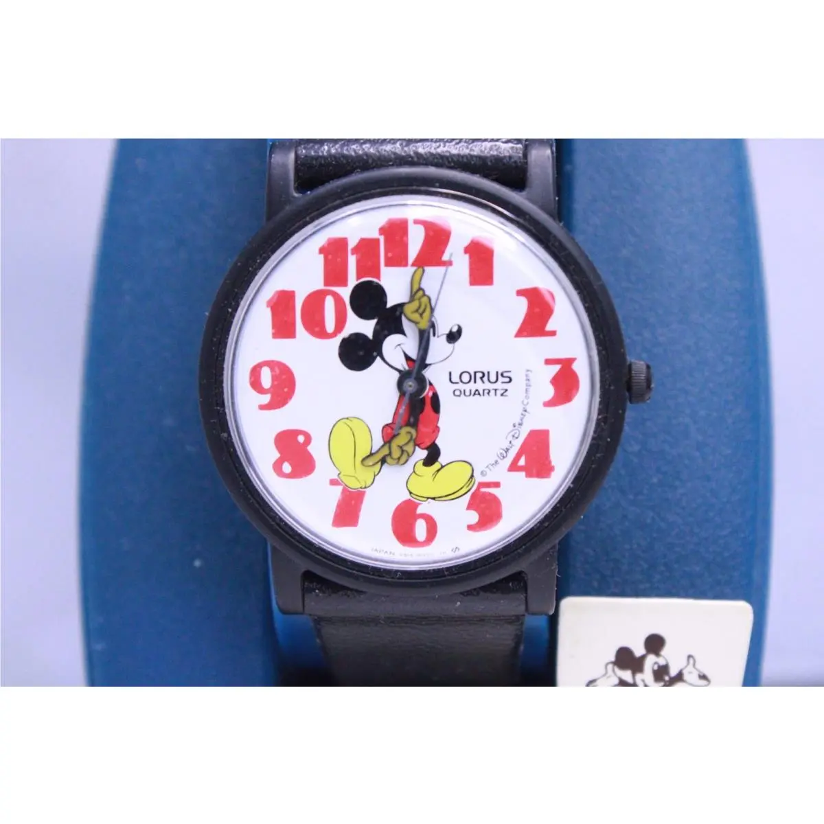 Old Stock  Mickey Mouse Quartz Watch – Black Case – Animated Hands by Lorus