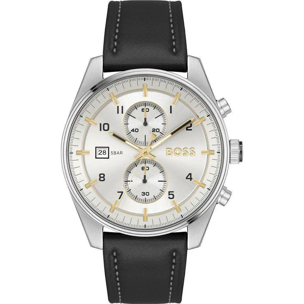 Black Leather Dress Watch - BO1514147AC by Hugo Boss