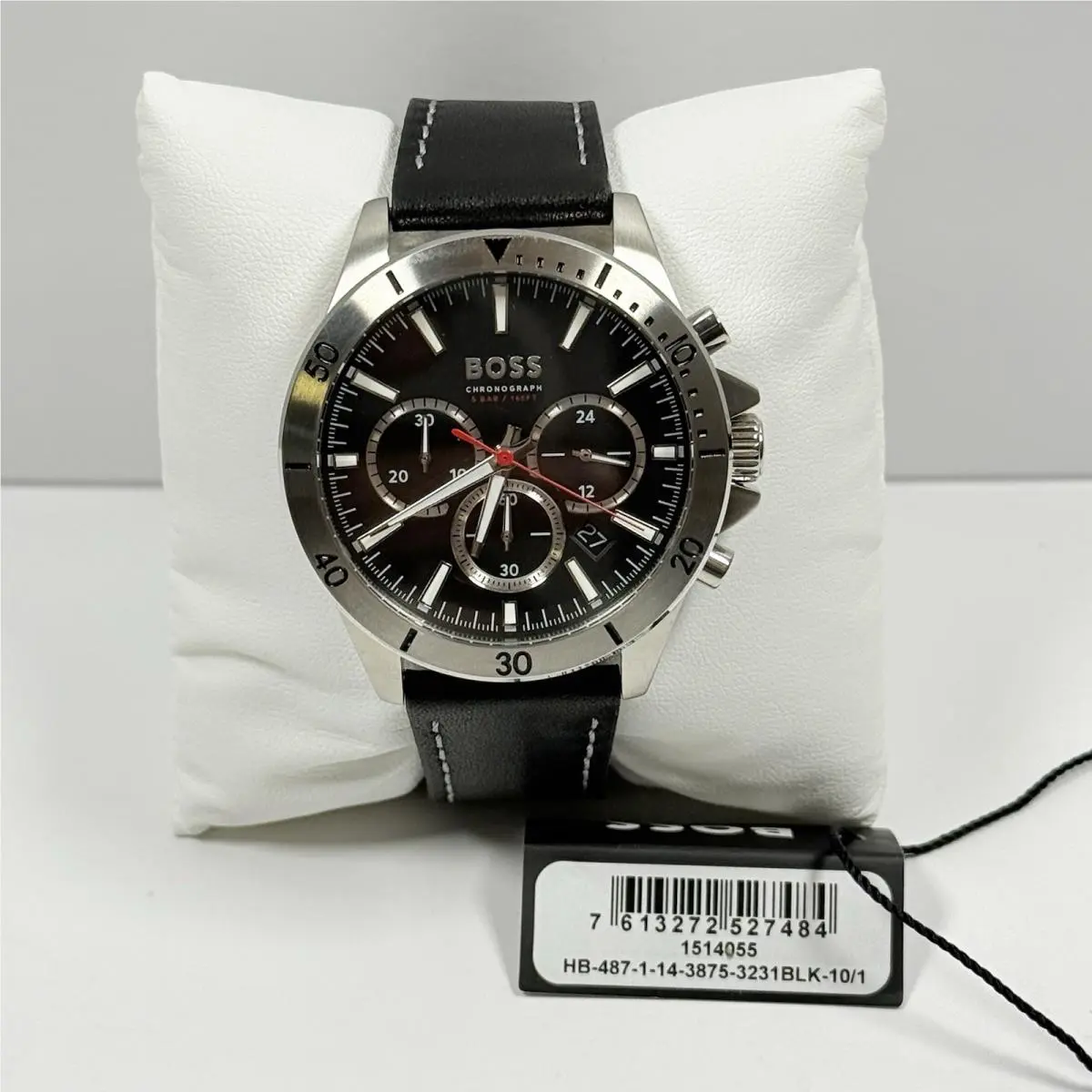 Hugo Boss Troper 1514055 Chronograph Black Dial Black Leather Strap Men’s Watch