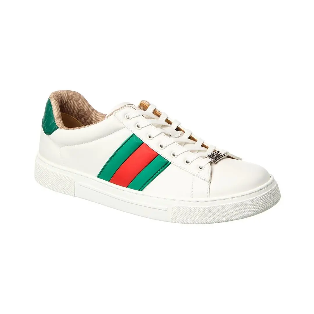 Gucci Ace Leather Sneaker Men`s White 8.5