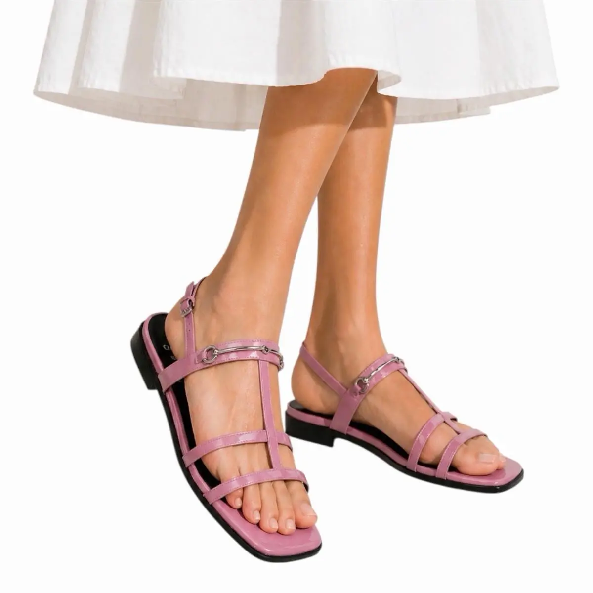Gucci Divine Horsebit Slingback Flat Sandal Pink Silver Women Size 37.5