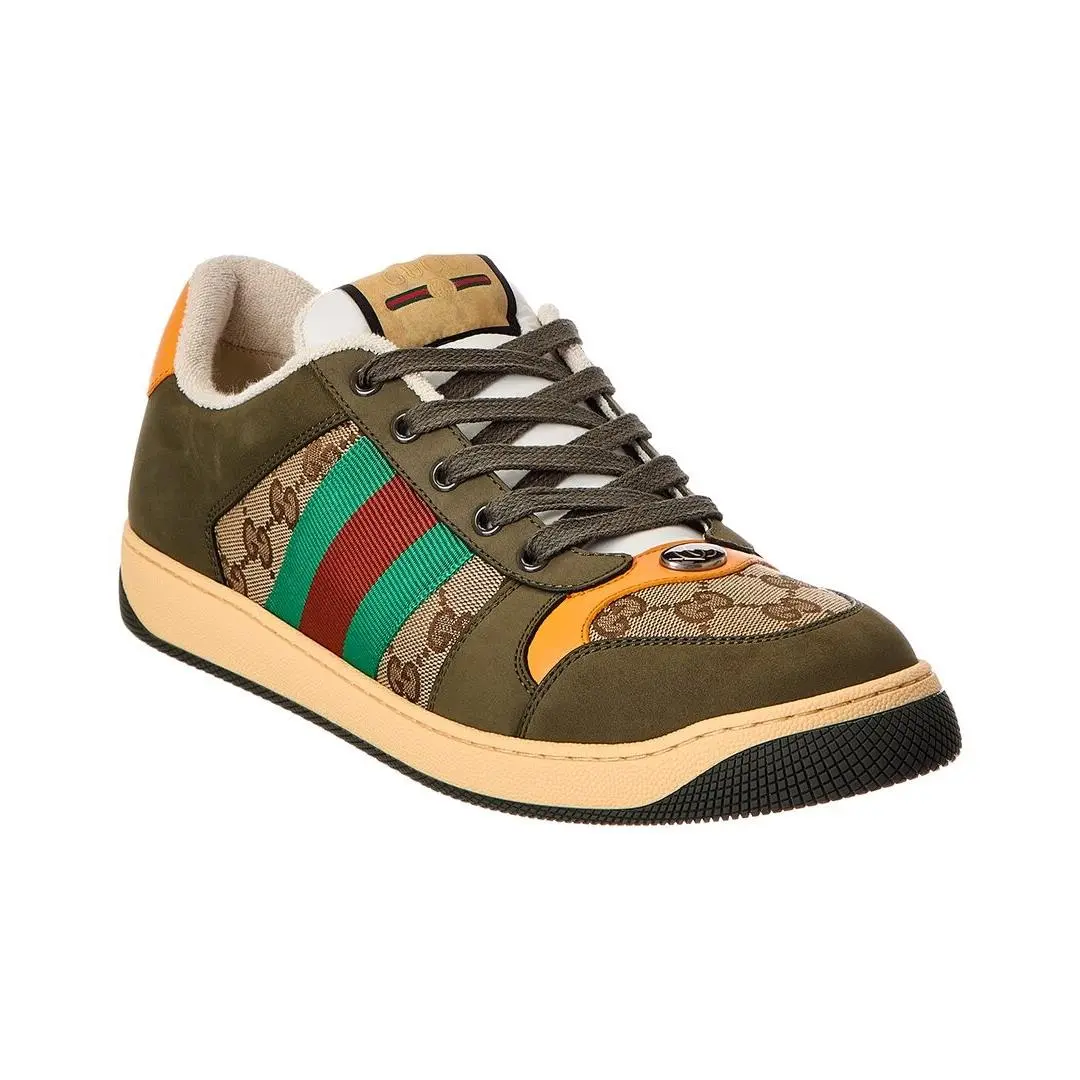 Gucci Screener Gg Canvas Leather Sneaker Men`s Green 7