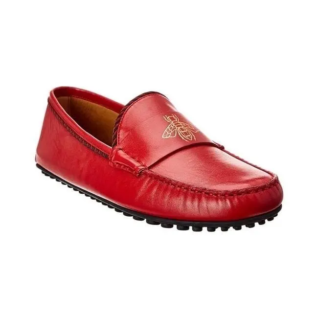 Gucci Kanye Web Trim Red Leather Bee Detail Drivers Size 6.5EU/7.5US