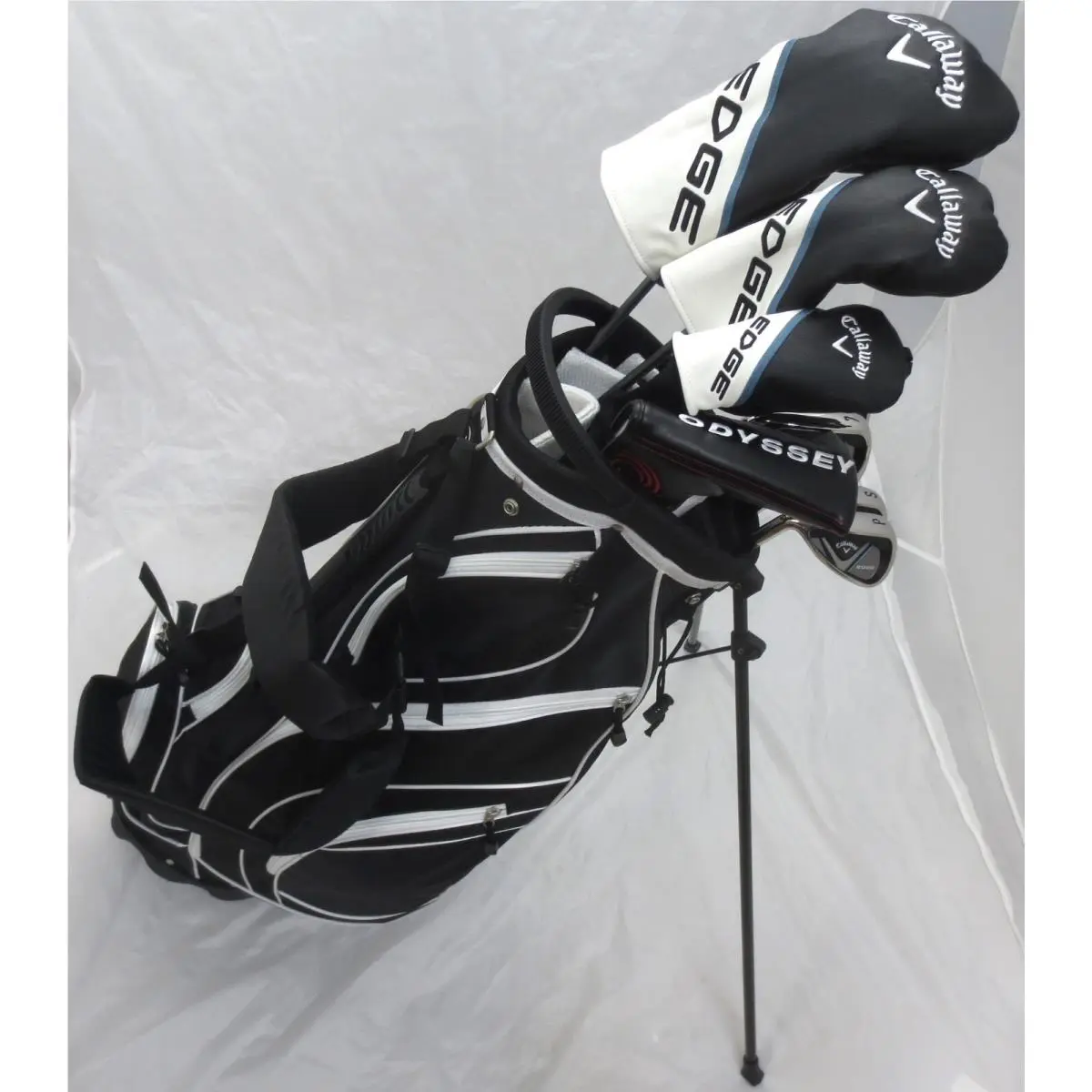 Left Hand Mens Tall Callaway Golf Set Driver Wood Hybrid Irons Odyssey Putter