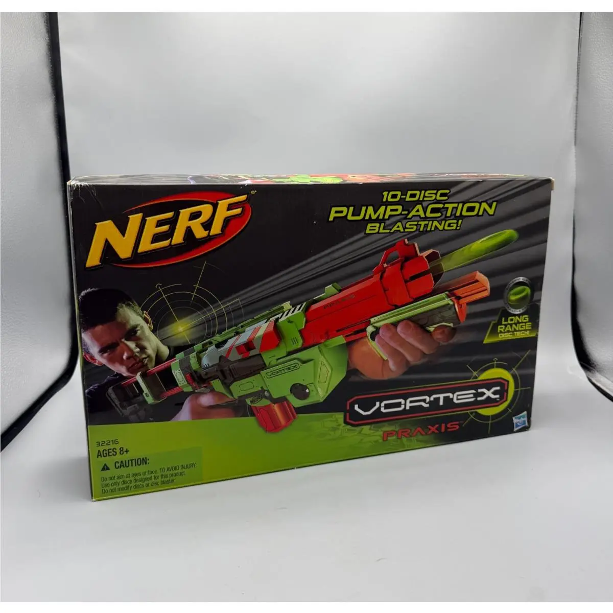 Nerf Vortex Praxis Sonic Green Blaster Gun 10 Disc Pump Action