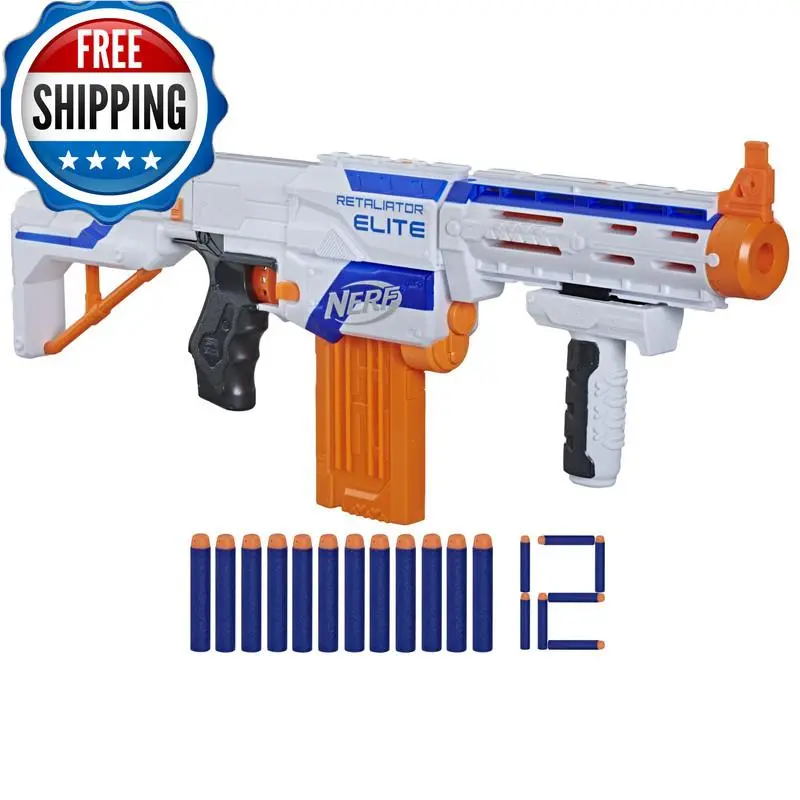 Nerf N-strike Elite Retaliator Blaster Stock Grip Barrel 12-Clip 12 Darts