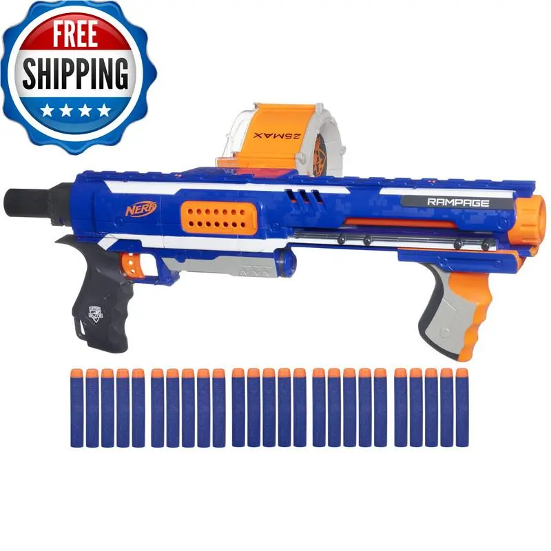Nerf Rampage N-strike Elite Toy Blaster 25 Dart Drum Slam Fire For Kids Teens